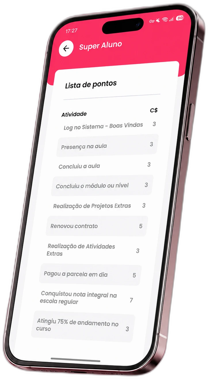 App dos Pais, tela do programa Super Aluno